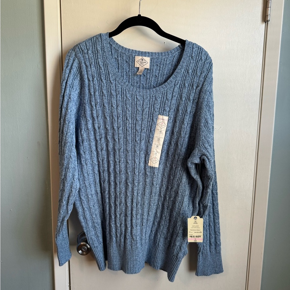 St Johns Bay Women’s NWT Blue Crew Knit Sweater in size 0xl